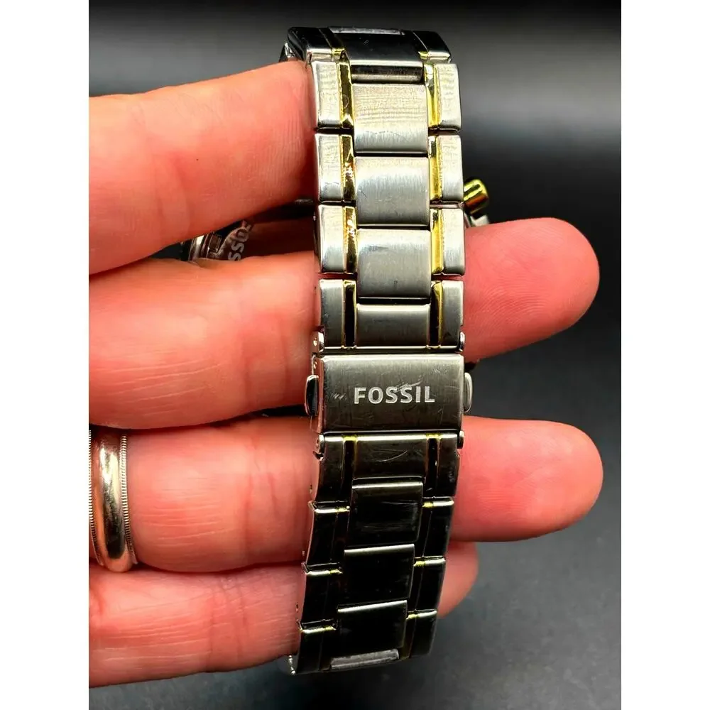 Fossil Dean FS4795 Two-Tone Chronograph Silver Dial 45mm Men's Watch